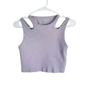 American Eagle Outfitters Purple Cutout Ribbed Crop Top